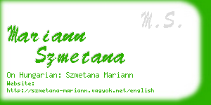 mariann szmetana business card